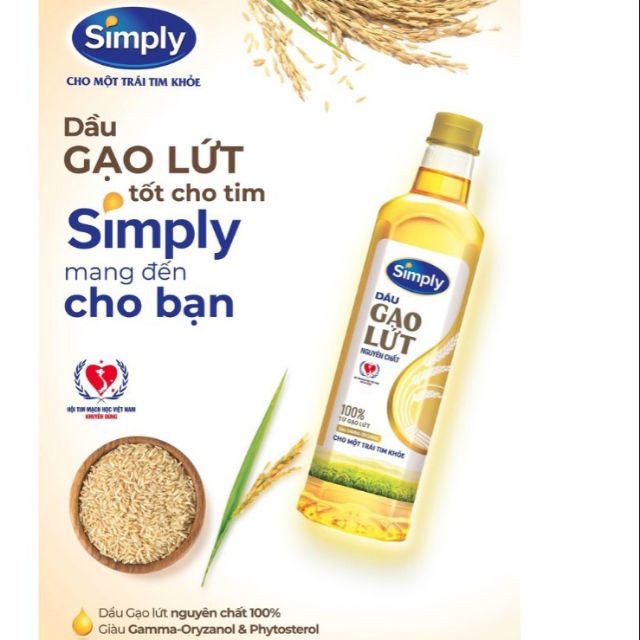 Dầu Simply Gạo Lứt Chai 1 Lít