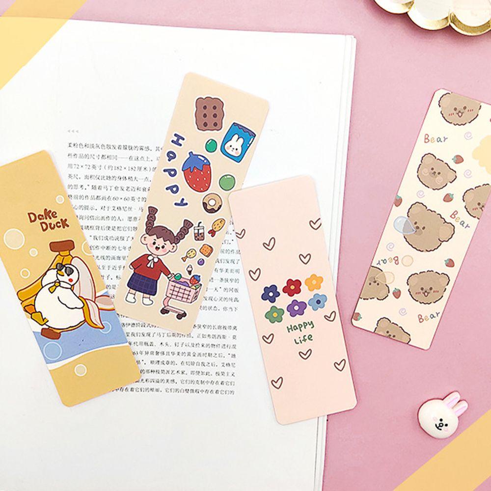 DORAW 30PCS/Box Paper Bookmark Cartoon Pagination Mark Bear Rabbit Message Card
