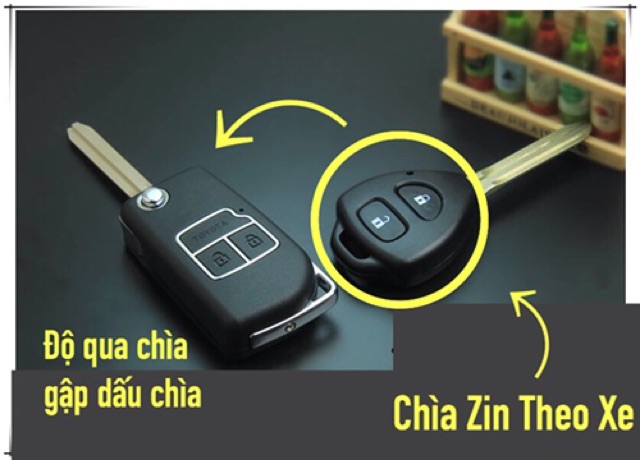 Vỏ Chìa Gập độ dấu chìa khoá Zin theo xe Toyota Vios 2 nút