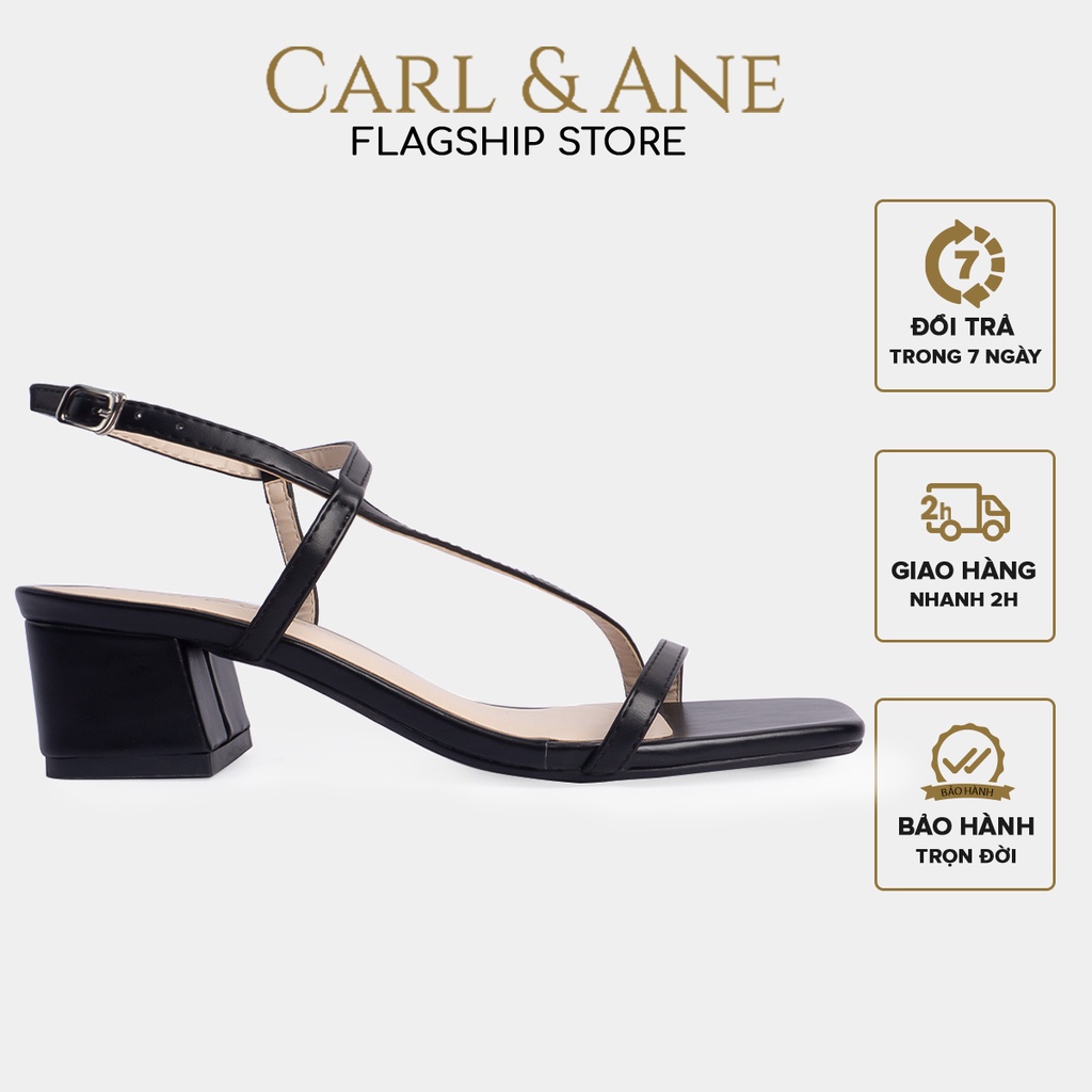 Carl &amp; Ane - Giày sandal cao gót phối dây cao 4cm màu đen _ CS011