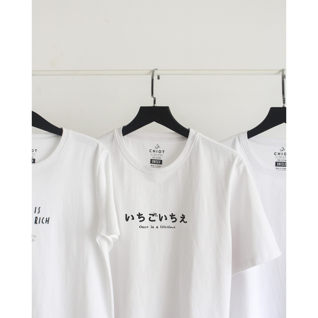 Áo thun in trắng đen cotton 🍄Ichigo Ichie 🍄