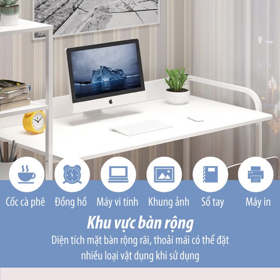 BG - Bàn học tập,làm việc đa năng siêu tiện ích mẫu mới 2021 model B2004 Thái Lan - nâu vân gỗ (Hàng nhập khẩu)