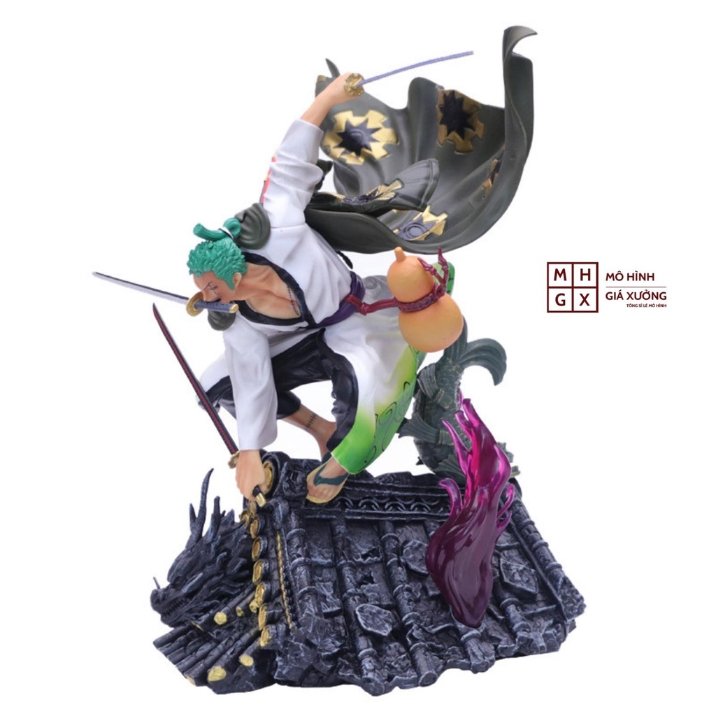 Mô hình One Piece Zoro wano trên mái nhà cao 20 cm , zoro 300 thế giới , trạng thái chiến đấu , mô hình giá xưởng