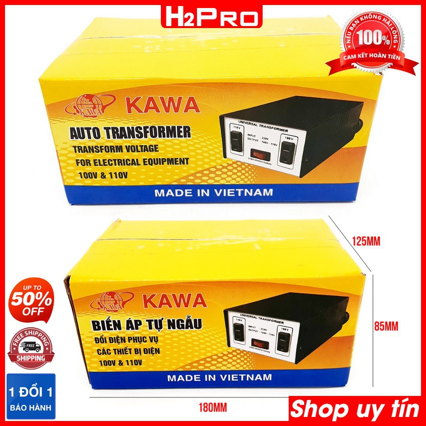 Biến áp tự ngẫu Kawa 250W H2Pro, bộ đổi nguồn 220v sang 110v, 100V 250w chính hãng