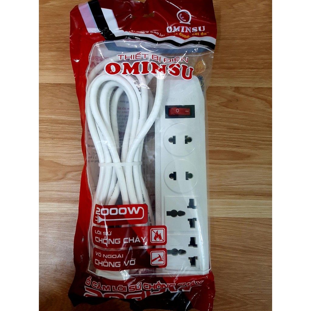 Ổ cắm điện dây 4.5m chống cháy, lõi sứ cao cấp Ominsu