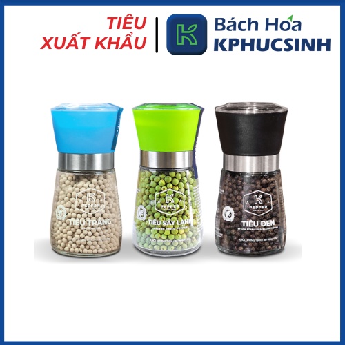 Combo vua tiêu K Pepper gồm 3 loại tiêu xanh sấy lạnh, tiêu đen, tiêu trắng KPHUCSINH - Hàng Chính Hãng