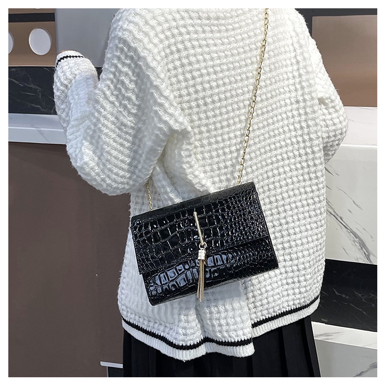 JASMIN NOIR Túi Đeo Chéo Dáng Vuông Nhỏ Vân Da Cá Sấu Thời Trang Cao Cấp Cho Nữ
