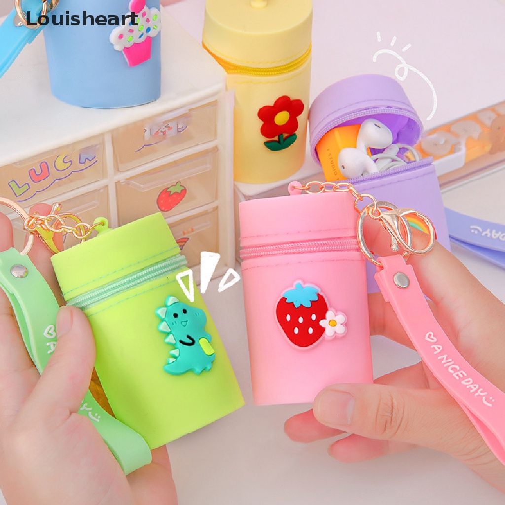 Túi Đựng Tiền Xu Bằng Silicon Họa Tiết Louisheart Dễ Thương Kèm Móc Khóa Tiện Dụng Cho Nữ