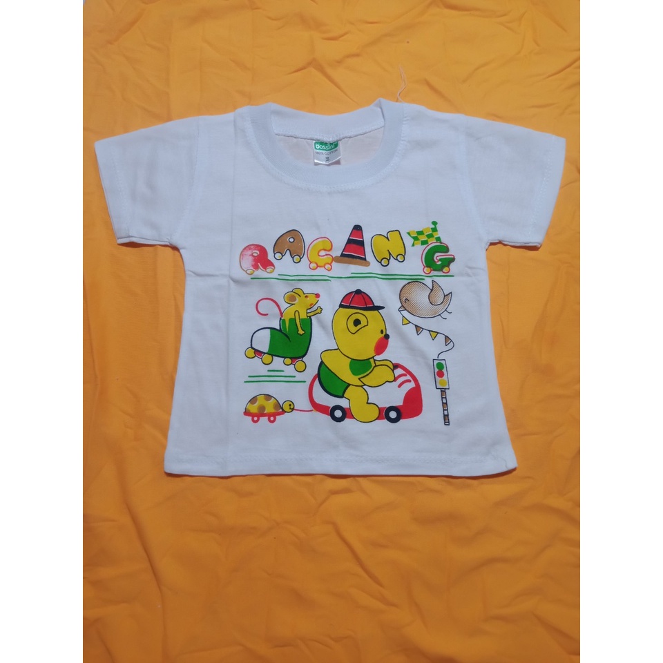 Áo cổ bo tay ngắn màu trắng  100% cotton cho bé từ 3 - 19kg