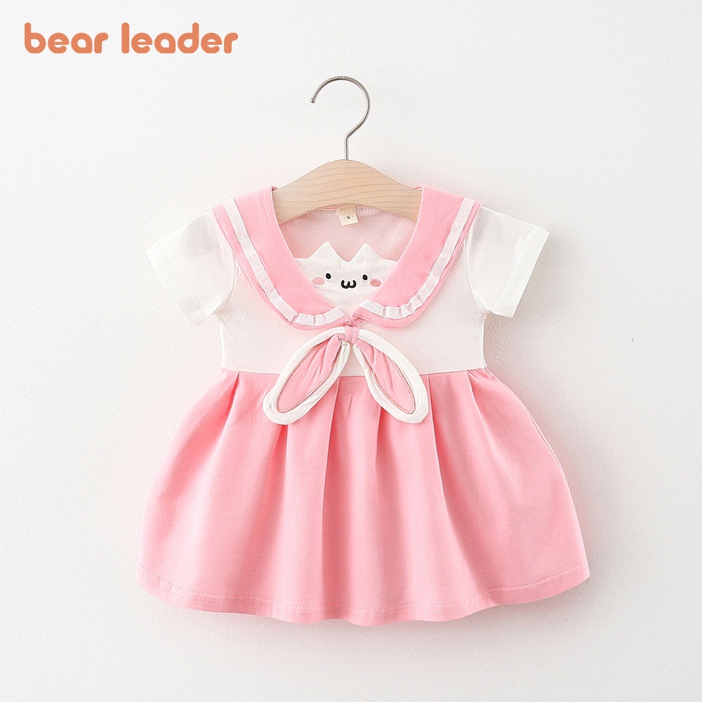 Váy BEAR LEADER cổ bẻ phối màu sắc tương phản xinh xắn thời trang mùa hè cho trẻ em 1-4 tuổi