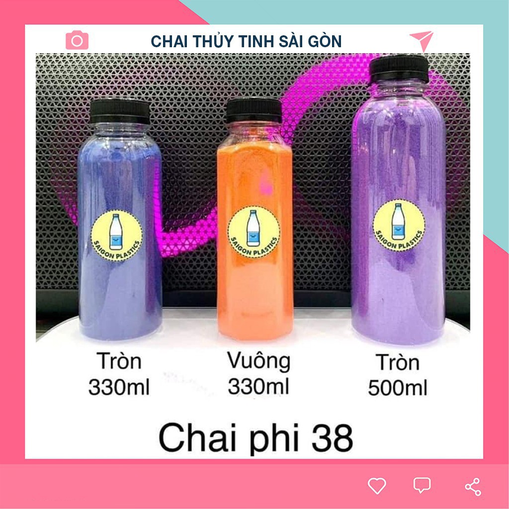 Chai nhựa 330ml cổ rộng fi38 đựng sữa hạt