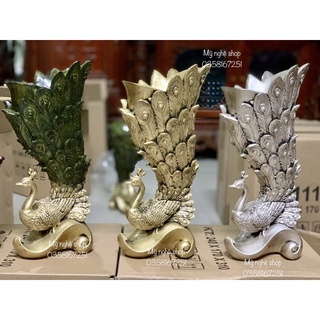 Bình hoa composite,bình công phong thủy, bình con công, decortân gia, bình hoa giả, công 3