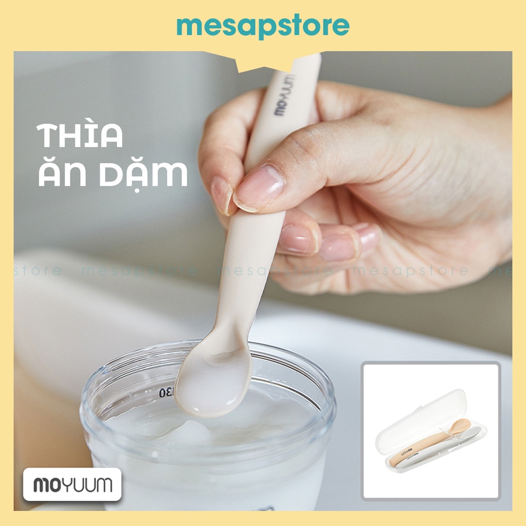 Thìa ăn dặm silicon cao cấp Moyuum chính hãng Hàn quốc cho bé