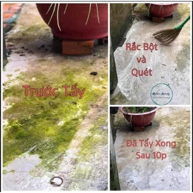 Bột tẩy diệt rong rêu trên nền xi măng 200g, sân gạch, diệt mốc tường trần nhà, diệt rùi mũi chung quanh