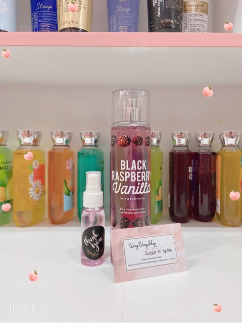 (MÙI MỚI) Xịt toàn thân Bodymist Bath & Body Works mùi Black Raspberry Vanilla