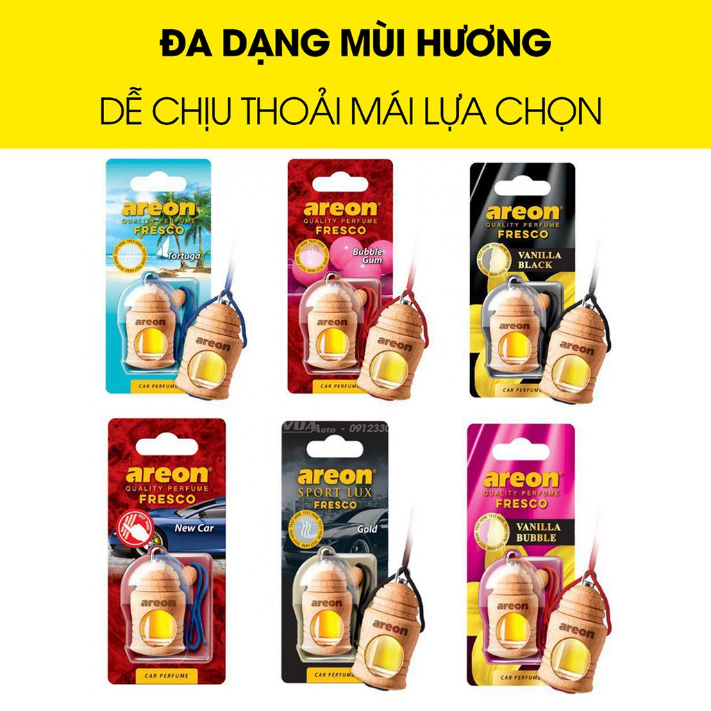 Tinh dầu treo xe Areon chính hãng, hương thơm tự nhiên cao cấp, khử mùi ô tô hiệu quả, nhập khẩu từ Bulgaria (nhiều mùi)