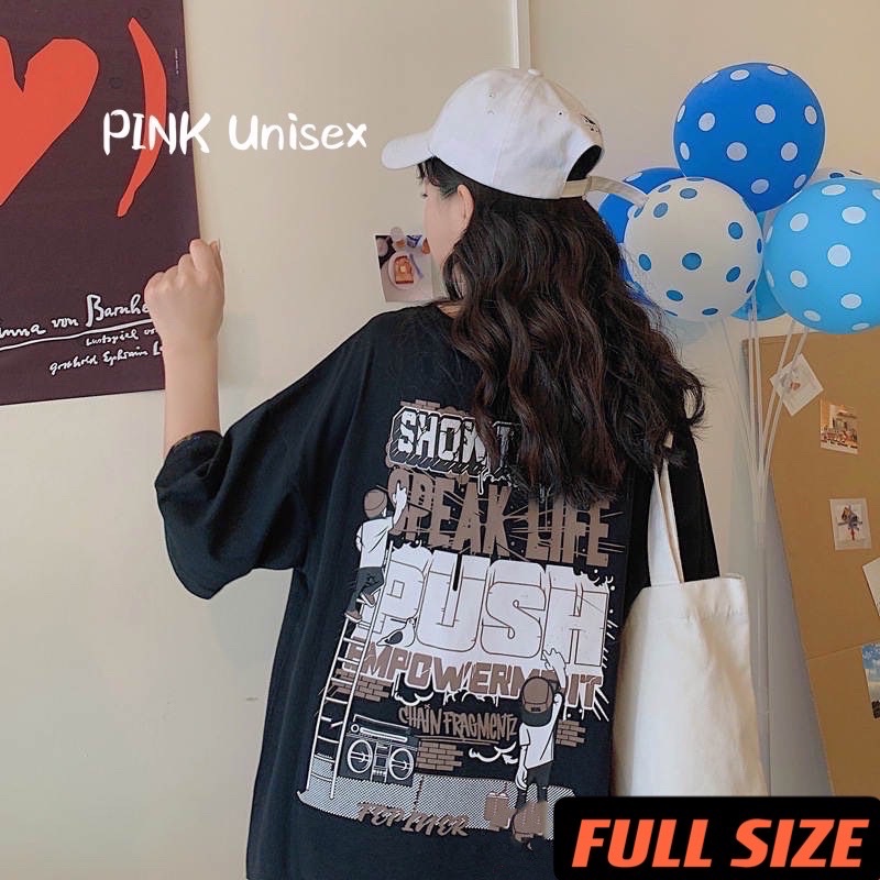 [Mã SKAMA8 giảm 8% đơn 300K] Áo thun phông Full size PINK tay lỡ form rộng PUSH Unisex