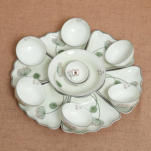 Chi tiết bộ bát đĩa hoa mặt trời, Đầy đủ các món thay thế hàng bị vỡ : đĩa, tô, bát ăn, bát chấm chuẩn size đk 45 -55cm