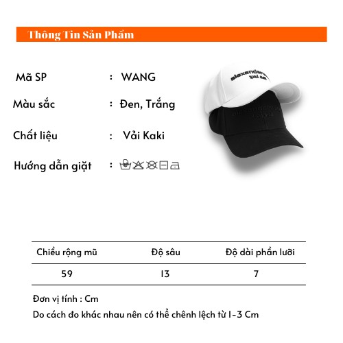 Nón kết mũ lưỡi trai hàng hiệu cao cấp Unisex đẹp chất ALEXANDER Logo 3D hai màu đen trắng AW01