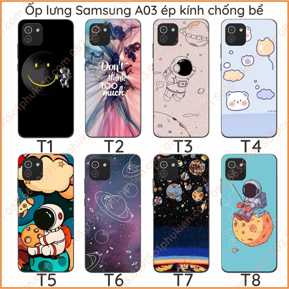 Ốp kính samsung a03 hình vũ trụ, ngân hà, sắc nét