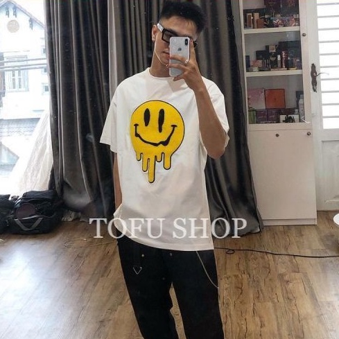 Áo thun Unisex  MẶT CƯỜI CHẢY DREW, Áo phông dáng rộng tay lỡ, Form oversize Nam nữ, chất liệu cotton 100% thoáng mát
