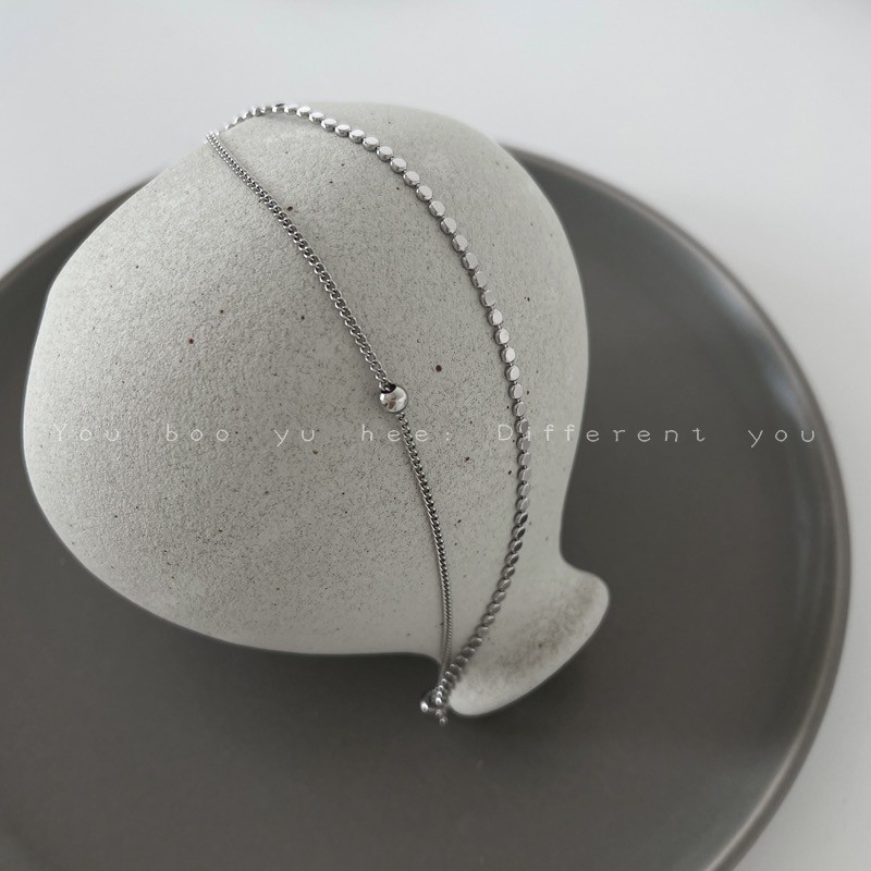 Vòng đeo tay hai lớp bằng bạc thiết kế đơn giản phong cách retro dành cho nữ | BigBuy360 - bigbuy360.vn