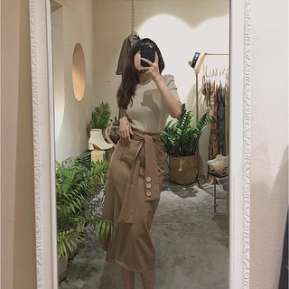 Đầm chân váy midi dài bút chì thắt nơ eo dáng hàn quốc