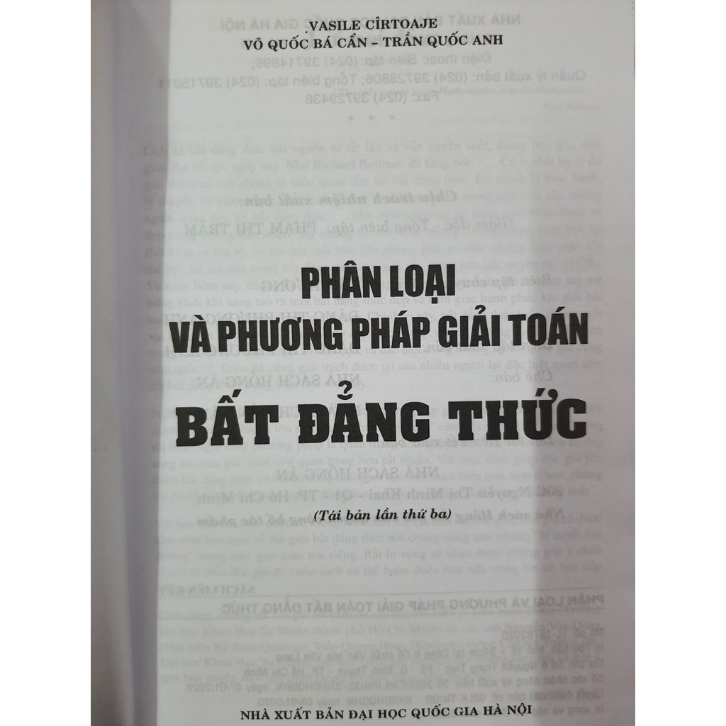 Sách - Phân loại &amp; phương pháp giải Toán - Bất Đẳng Thức