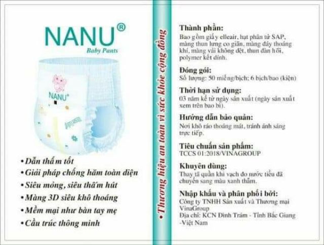 Combo 100c bỉm quần xuât nhật NANUBABY M/L/XL/XXL/3XL