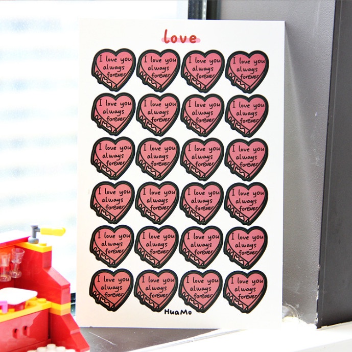Bảng 24 miếng dán sticker đánh dấu trang dán dính giấy note mèo thỏ dễ thương BAG U STO055