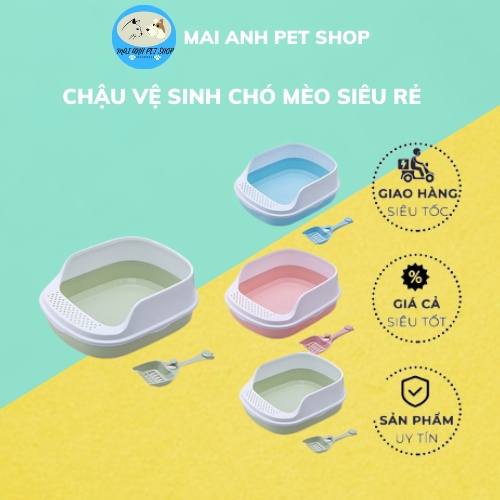Khay Vệ Sinh Mèo Kích Thước 48*40*20cm Cao Cấp -Tặng kèm xẻng cao cấp đủ màu được chọn mẫu