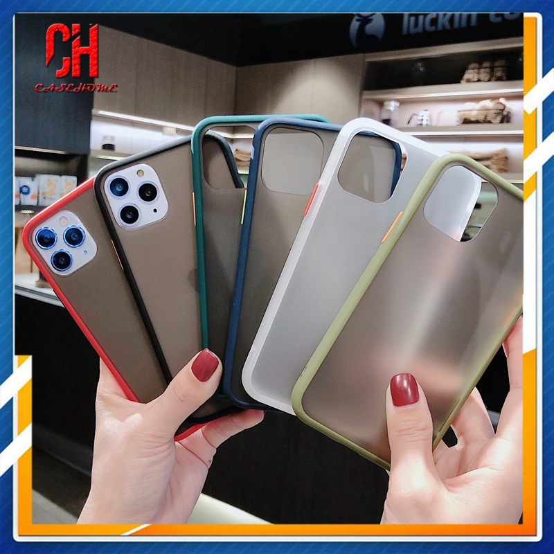 Ốp lưng nhựa nhám trong viền màu cho điện thoại iPhone 6 6S Plus 7 8 Plus X XS iPhone 11 11PRO MAX