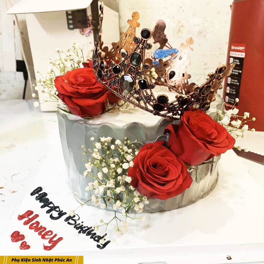 Vương miện nhựa đính hột 6 canh trang trí bánh kem HPBD