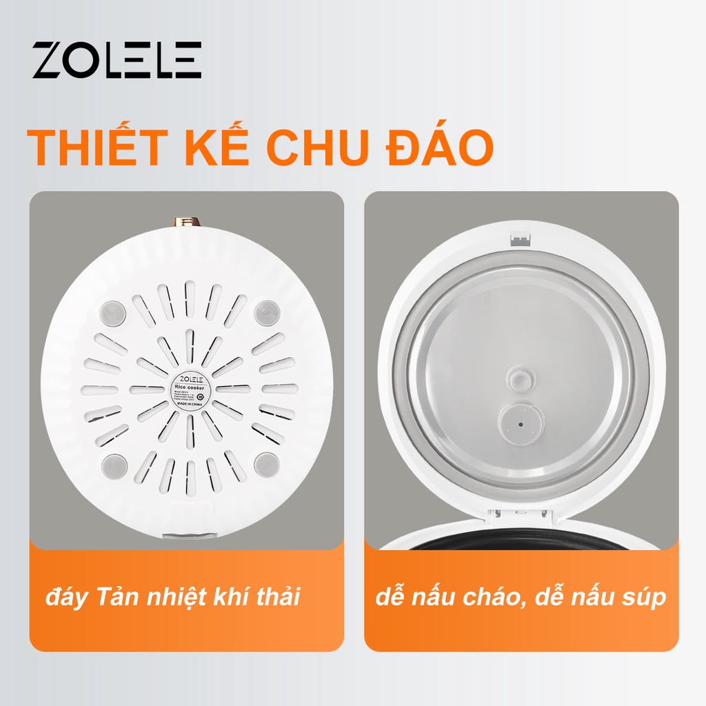 Nồi cơm điện ZOLELE chống dính kiểu tròn nhỏ gọn ZB502 1.6L - Chính hãng
