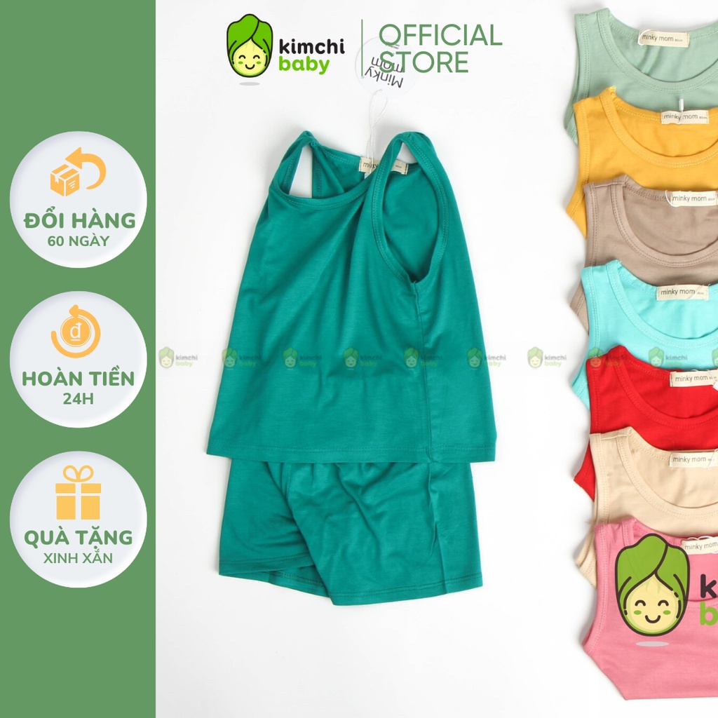 Bộ Ba Lỗ Bé Trai, Bé Gái Minky Mom Vải Thun Lạnh Basic Nhiều Màu