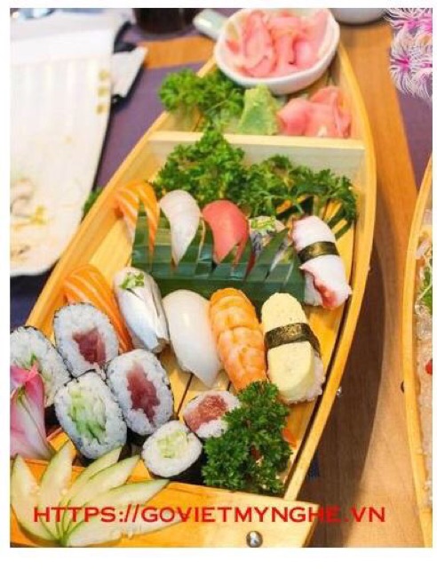 [Dài 68cm - Hàng chuẩn Nhật] Khay thuyền gỗ trang trí đựng sushi sashimi - khay thuyền gỗ sushi thuyền để setup lẩu