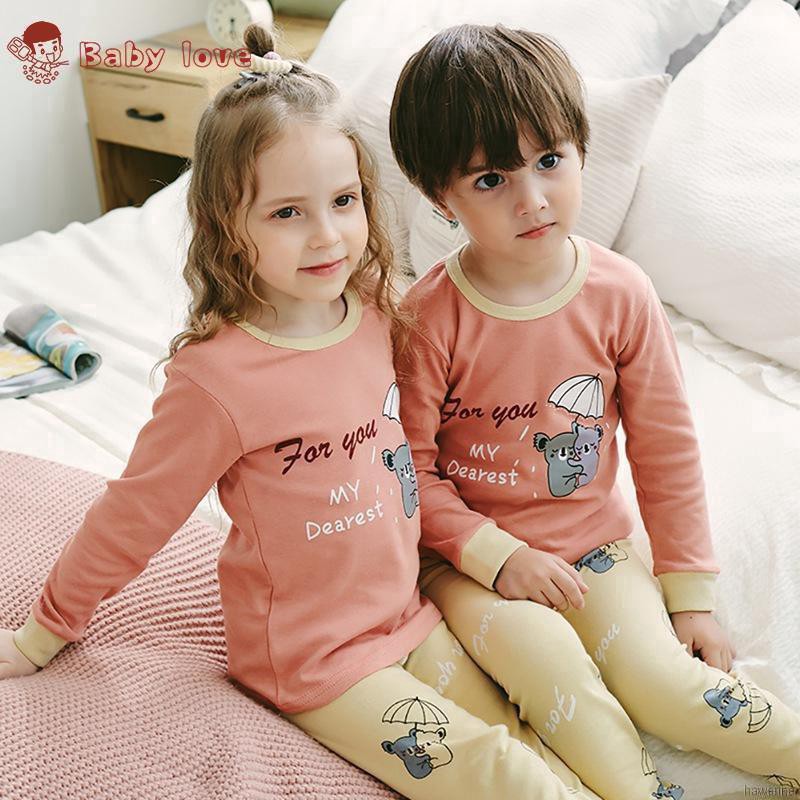 Bộ Đồ Ngủ Pijama Dài Tay In Họa Tiết Hoạt Hình Cho Bé