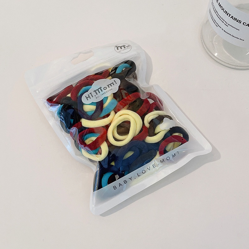 Set 50/100 dây buộc tóc co giãn nhiều màu sắc tùy chọn Hàn Quốc dành cho bé