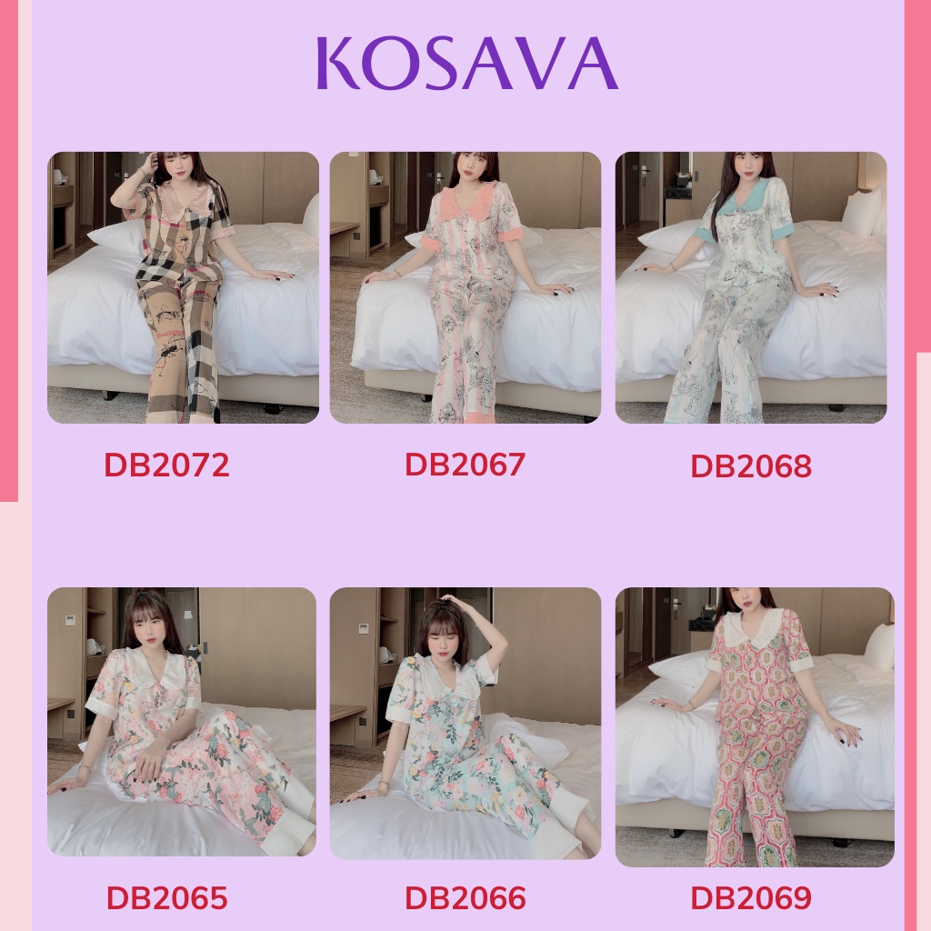 Đồ bộ nữ pijama lụa ngủ mặc nhà tay ngắn quần dài KOSAVA