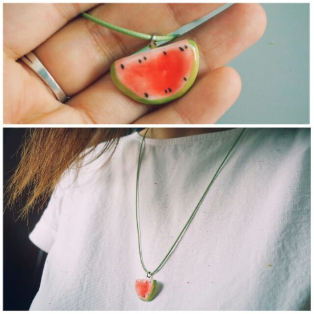 Vòng gốm handmade quả dưa hấu (ảnh thật 100%)