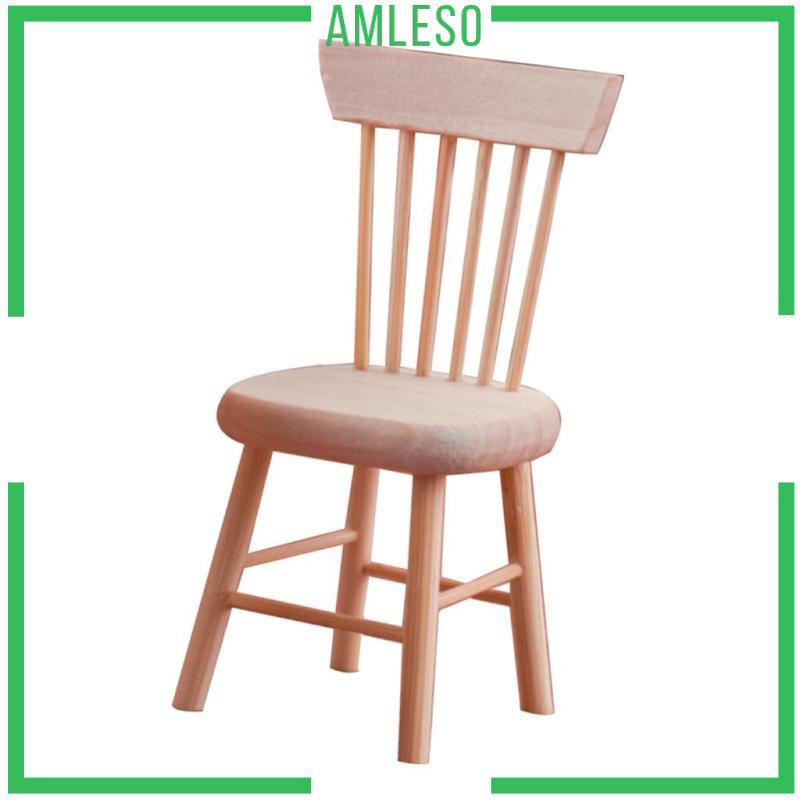 Mô hình ghế ngồi bàn ăn bằng gỗ không sơn thủ công trang trí nhà cửa