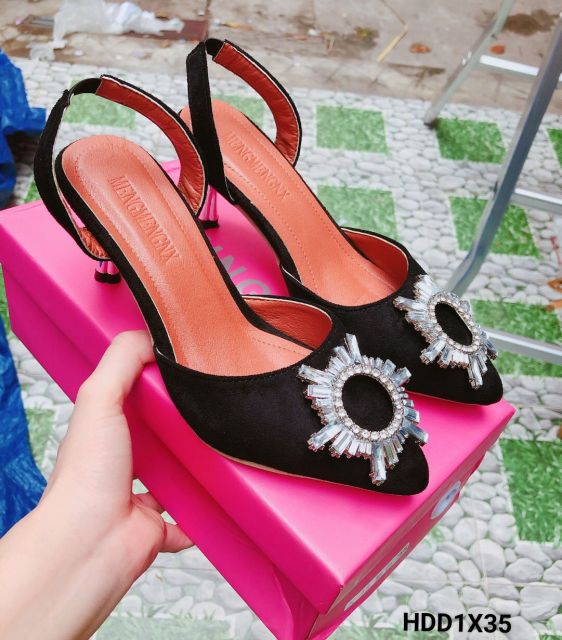 Guốc cao gót hoa đá mặt trời, cao 5cm.