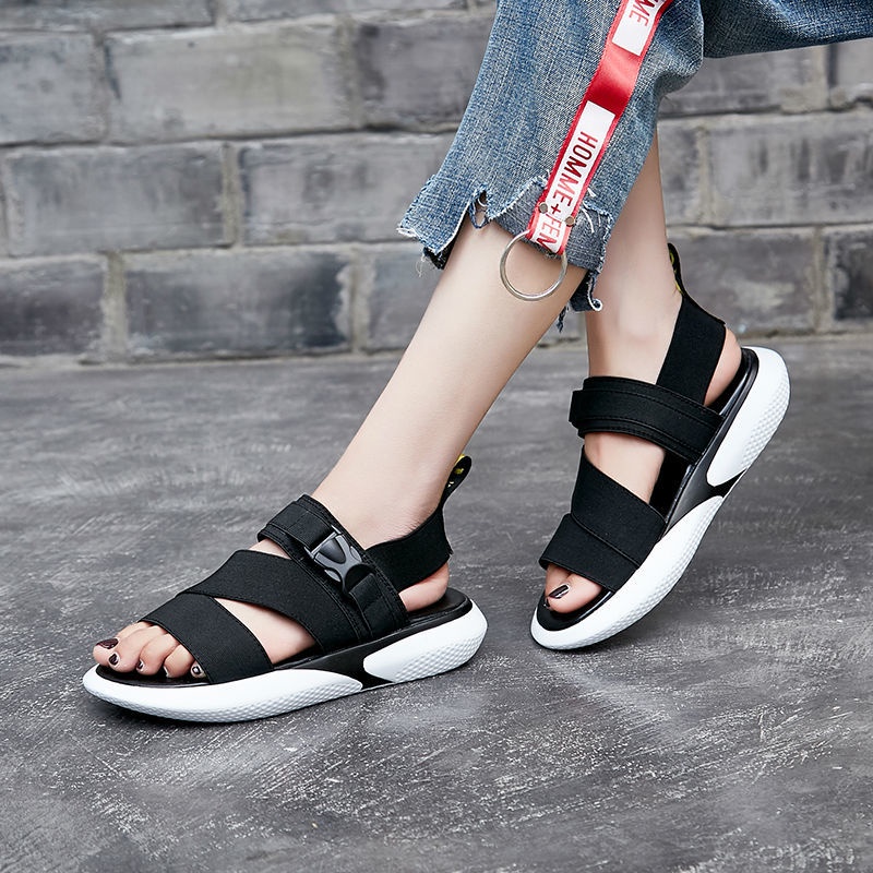 Giày Sandal Thể Thao Đế Phẳng Dày Phong Cách Hàn Quốc Mới Cho Nữ Sinh