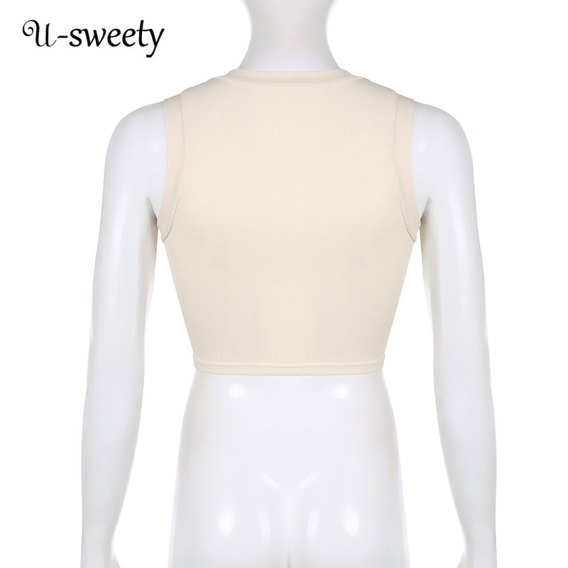 Áo Tank Top Ôm Dáng Co Giãn In Chữ Thời Trang Cho Nữ