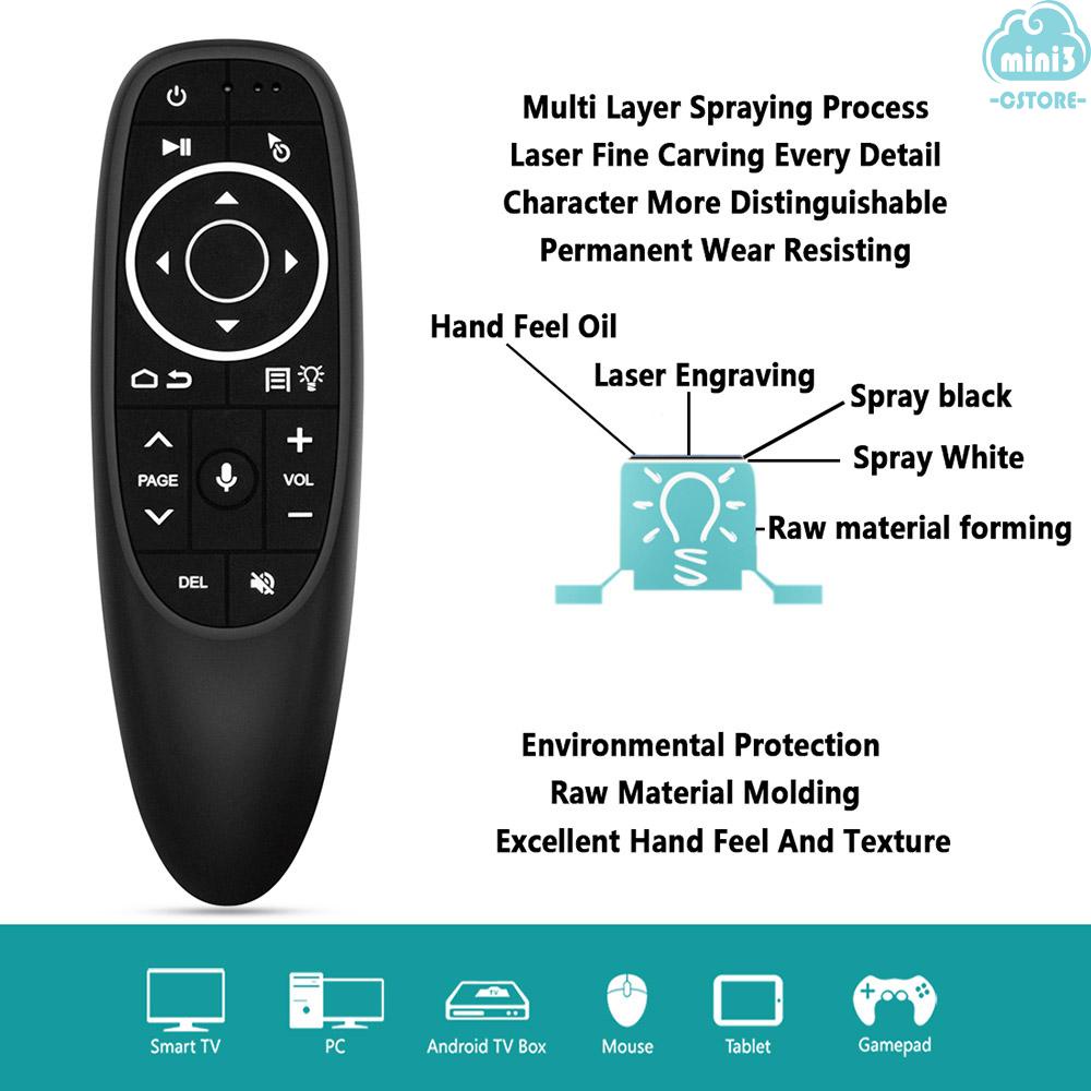 (V06) G10S PRO 2.4G Air Mouse Wireless Handheld Remote Control with USB Receiver Gyroscope Voice Control LED Backlight for Smart TV Box Projector