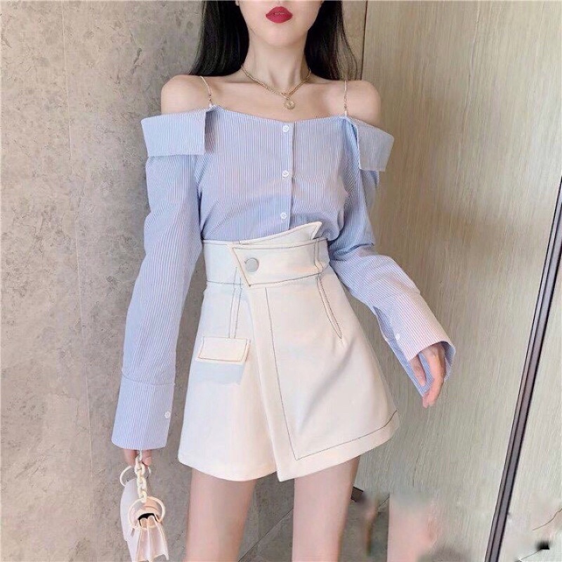 Quần giả váy quần chân váy cạp chéo viền chỉ nổi phong cách Hàn Quốc Hura CVCC01 | BigBuy360 - bigbuy360.vn