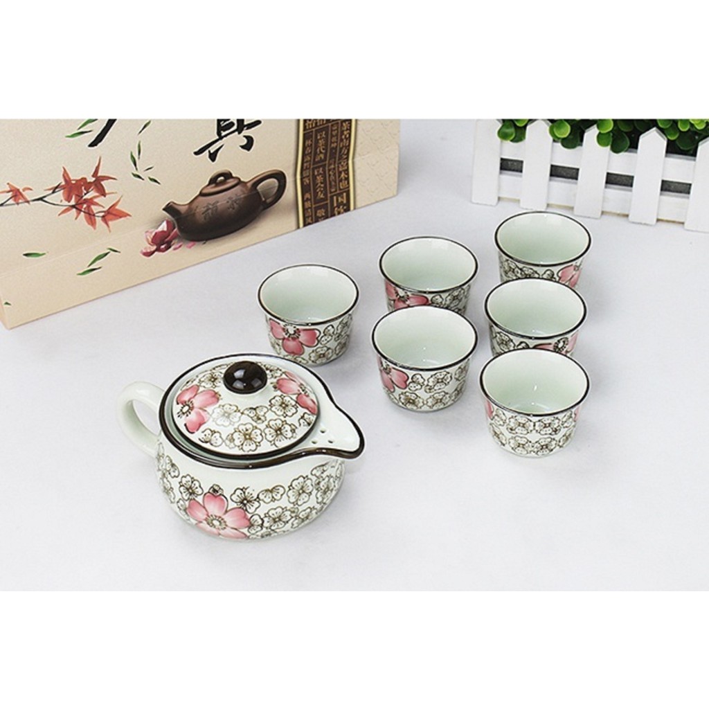 Bộ ấm chén hoa đào Nhật