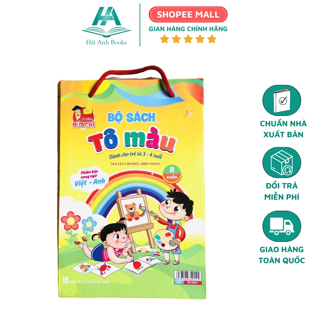 Sách Bé tô màu nhiều chủ đề song ngữ Việt Anh cho trẻ từ 3-4 tuổi  giúp bé vừa chơi vừa học