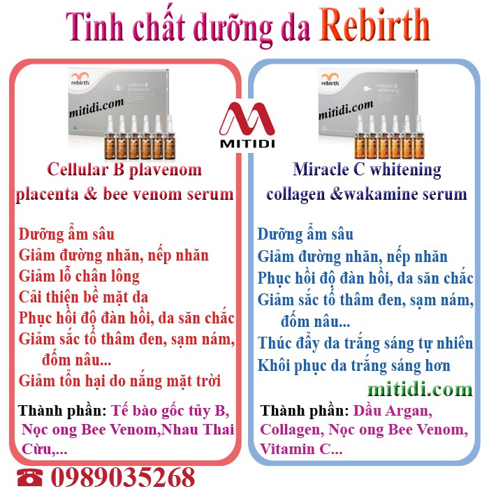 Serum dưỡng trắng da Rebirth Miracle C Whitening Maximum Gift Set