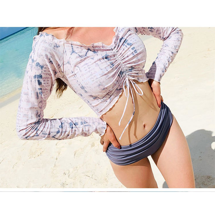 Bikini đồ bơi nữ 2 mảnh dài tay có dây thắt - Đồ bơi phong cách Hàn Quốc | BigBuy360 - bigbuy360.vn